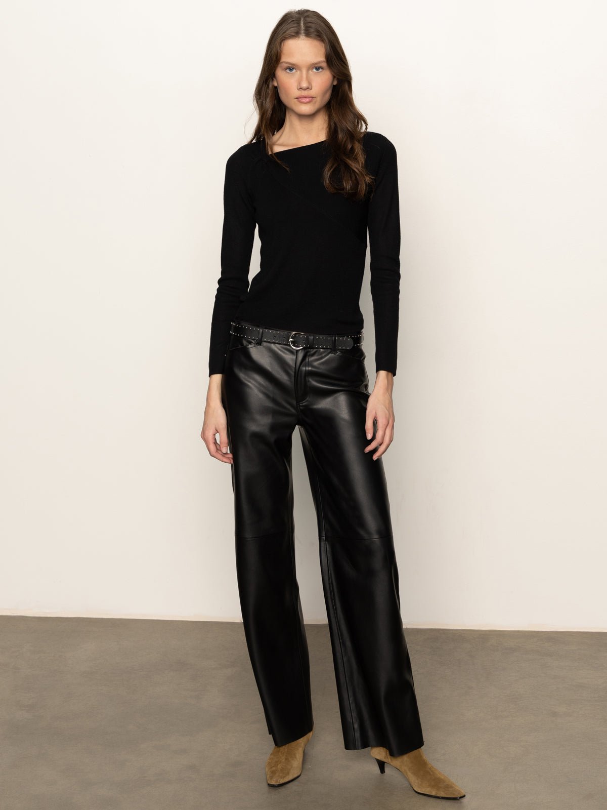 Long Sleeve Shoulder Twist Top Black - Sanctuary Clothing