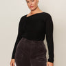 Long Sleeve Shoulder Twist Top Black Extended Sizing - Sanctuary Clothing