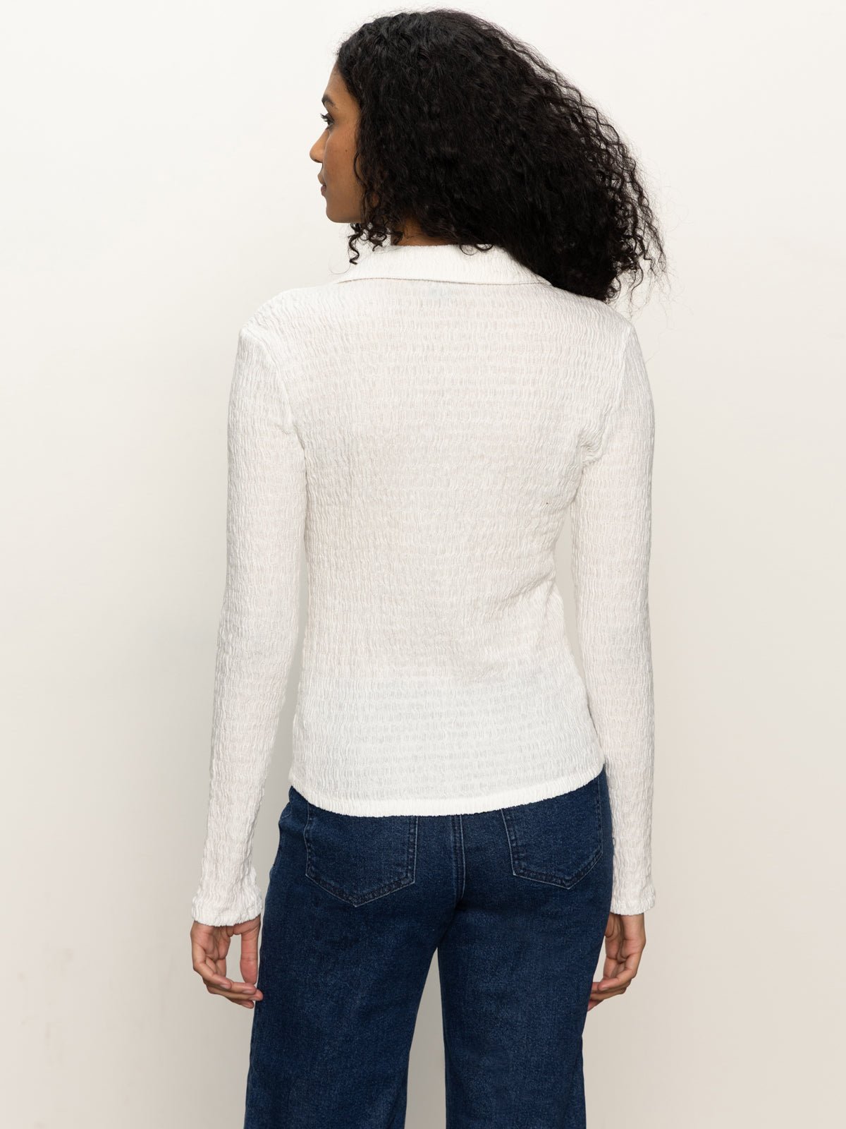 Long Sleeve Textured Top Chalk - Sanctuary Clothing
