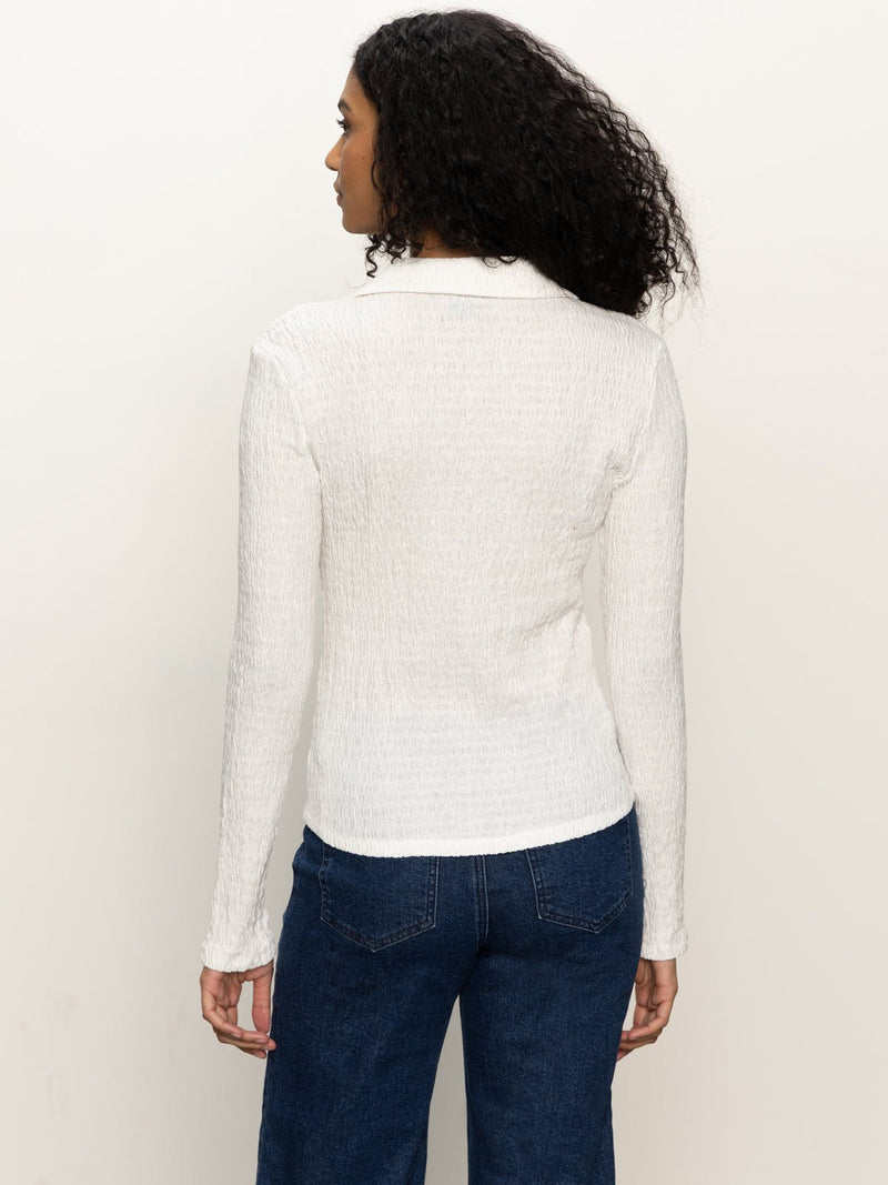 Long Sleeve Textured Top Chalk alt 2