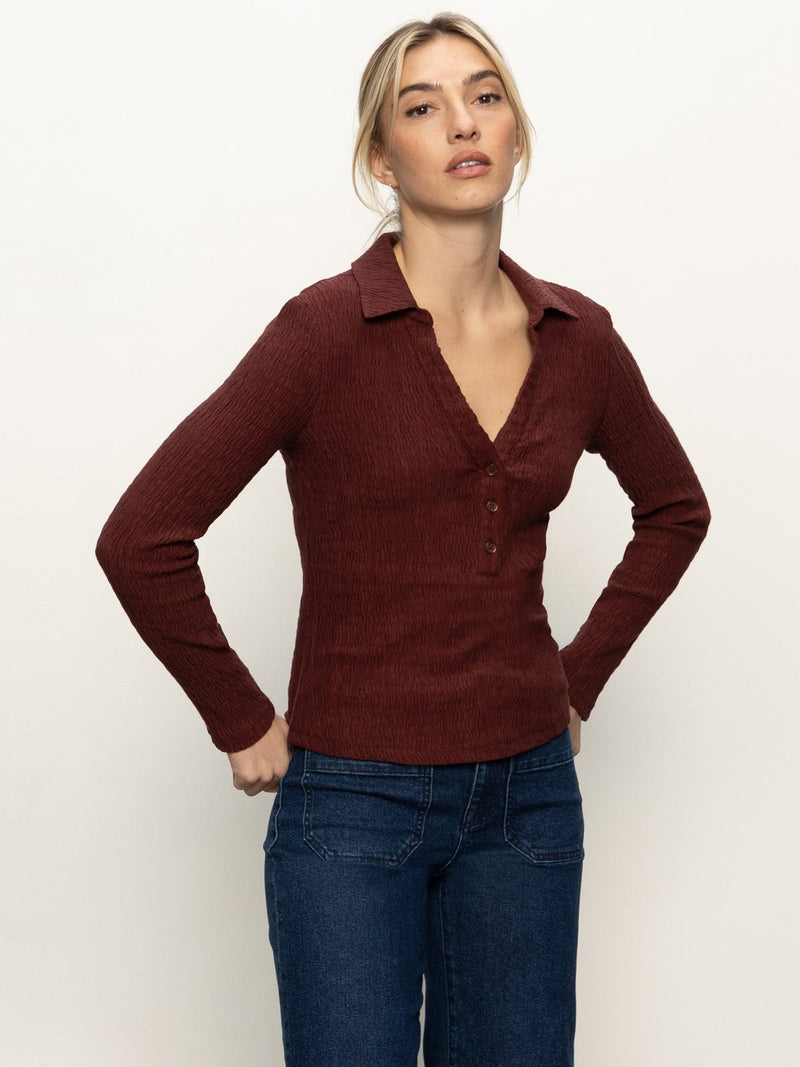Long Sleeve Textured Top Chicory alt 1