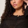 Lovely Lace Button Front Top Black Extended Sizing - Sanctuary Clothing