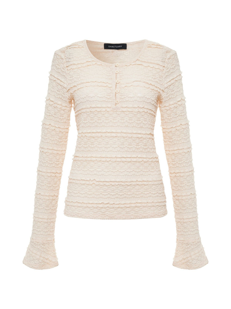 Lovely Lace Button Front Top Vintage Ivory alt 6