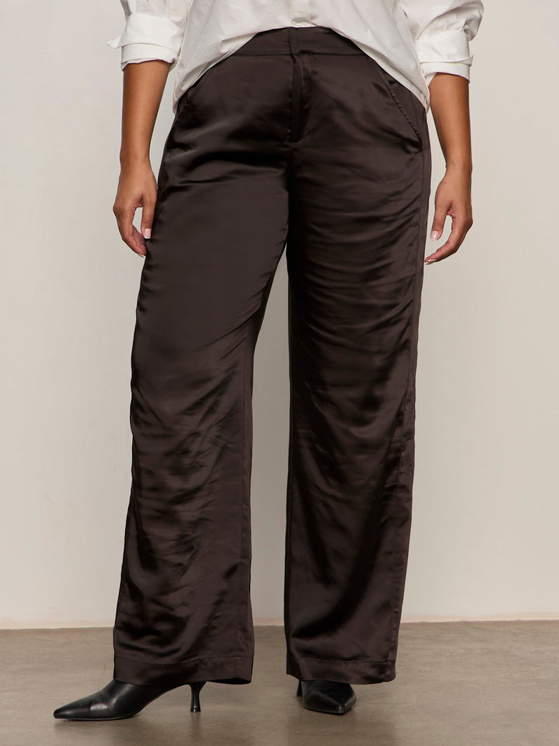 Modern Satin Trouser Black Extended Sizing