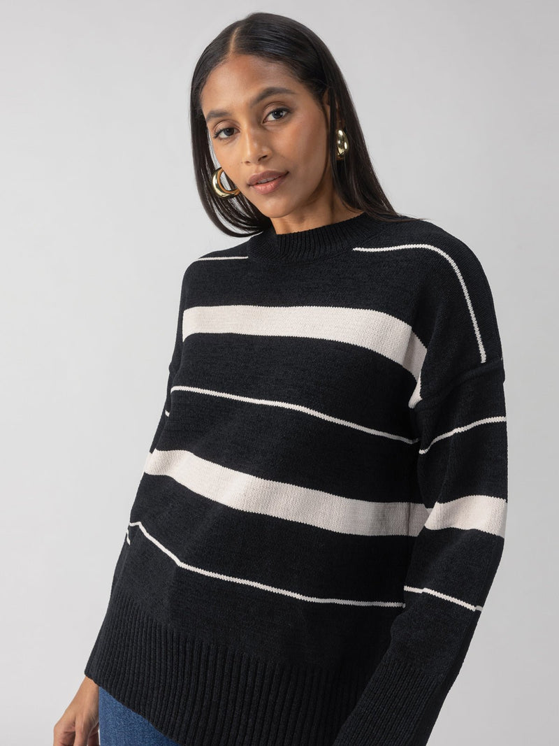 Modern Stripe Tunic Black Almond Stripe