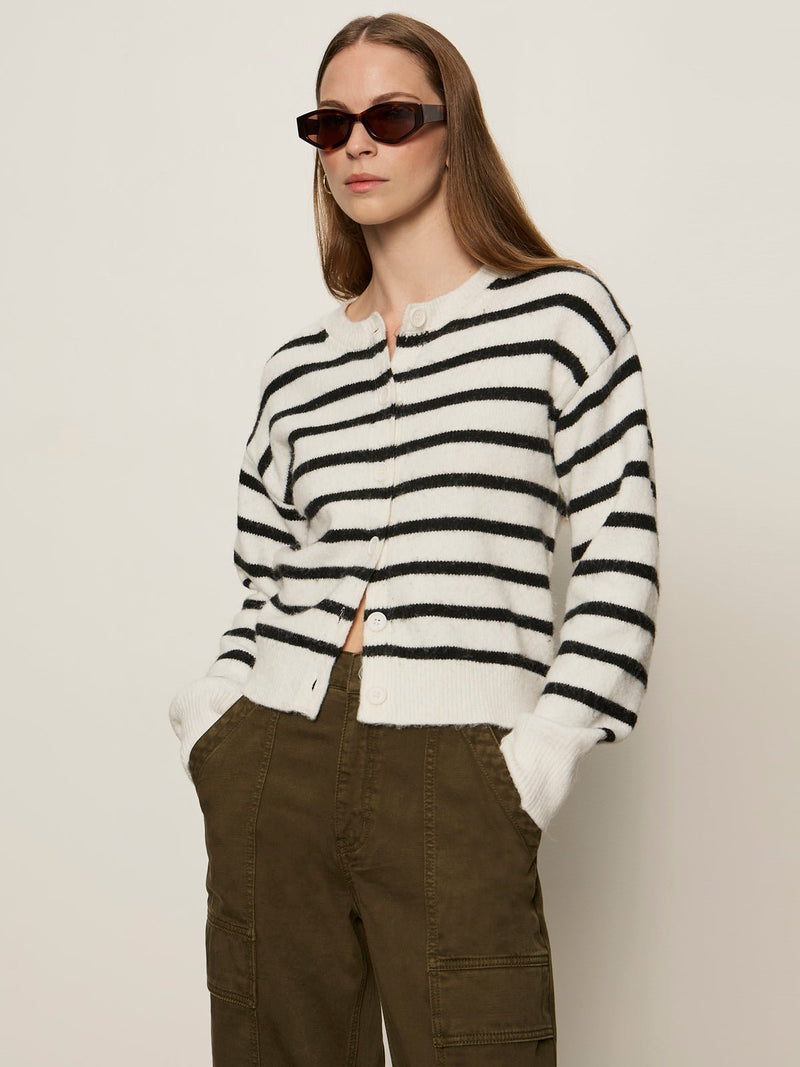 Must-Have Cardi Chalk With Black Stripe