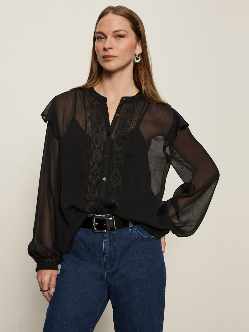 Nostalgia Embroidered Blouse Black