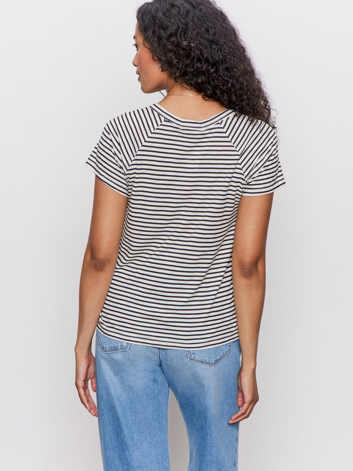 Notch Neck Tee Light Oat/Black Stripe - Sanctuary Clothing
