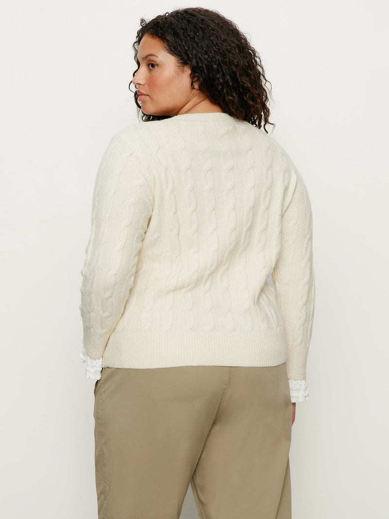 One In A Million Cable Crewneck Sweater Vanilla Extended Sizing alt 3