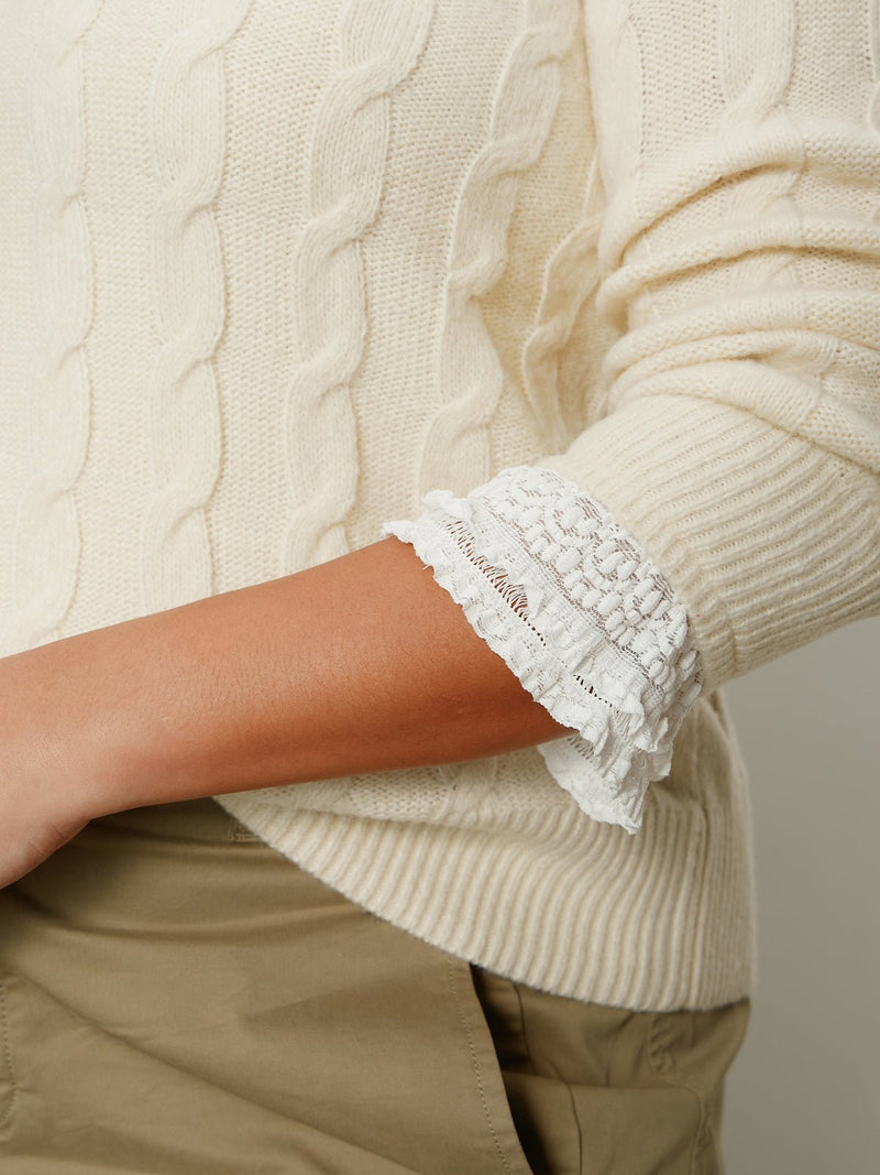 One In A Million Cable Crewneck Sweater Vanilla Extended Sizing alt 5