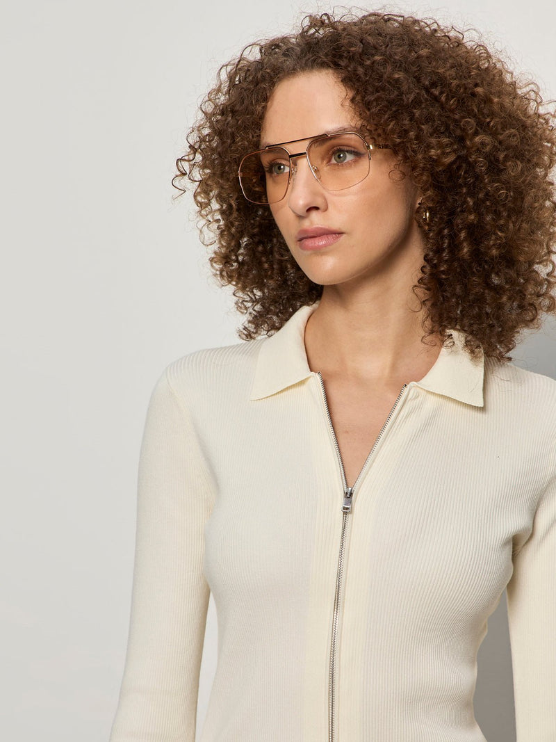 Only Yours Ribbed Zip Sweater Collagen alt 1