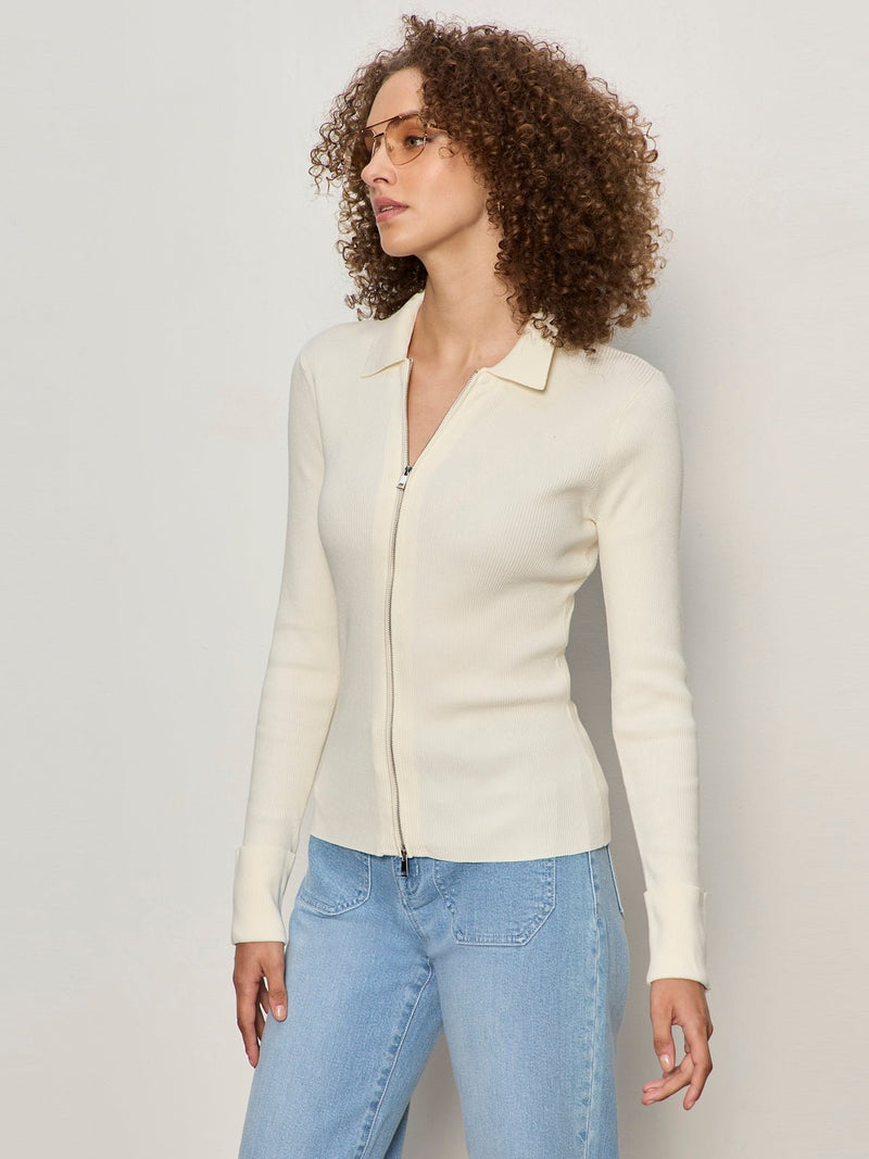 Only Yours Ribbed Zip Sweater Collagen alt 3