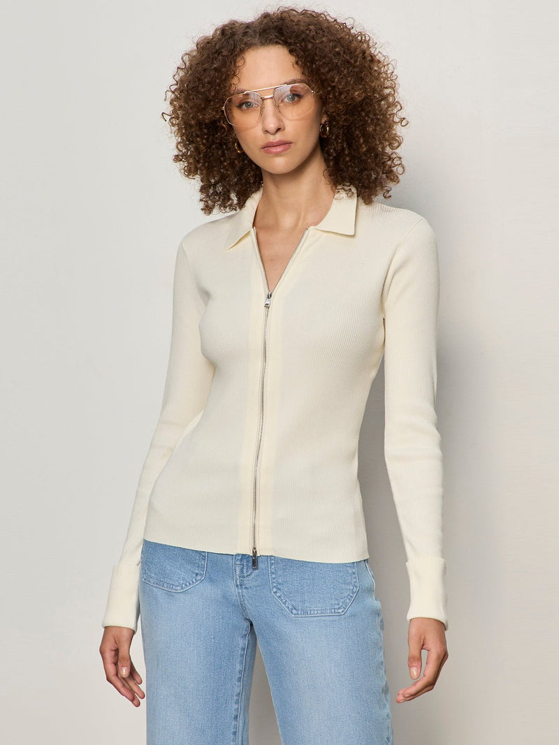 Only Yours Ribbed Zip Sweater Collagen alt 2