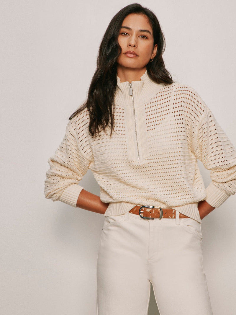 Open Knit 1/2 Zip Sweater Collagen alt 1