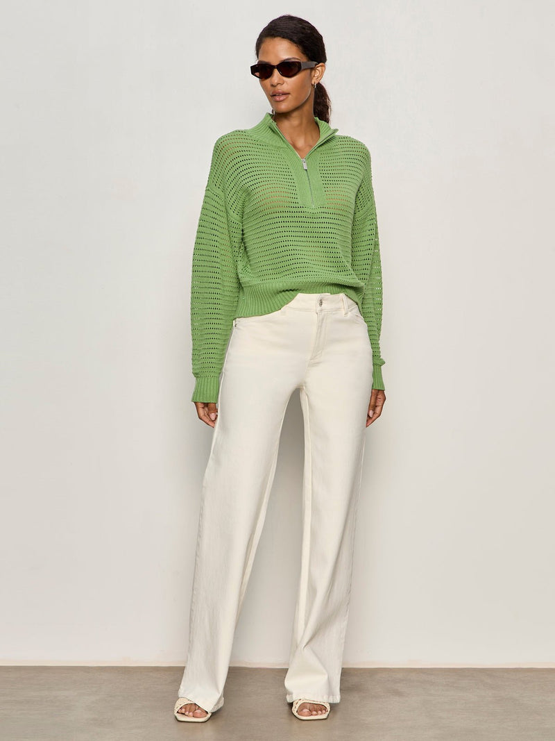 Open Knit 1/2 Zip Sweater Detox Green alt 5