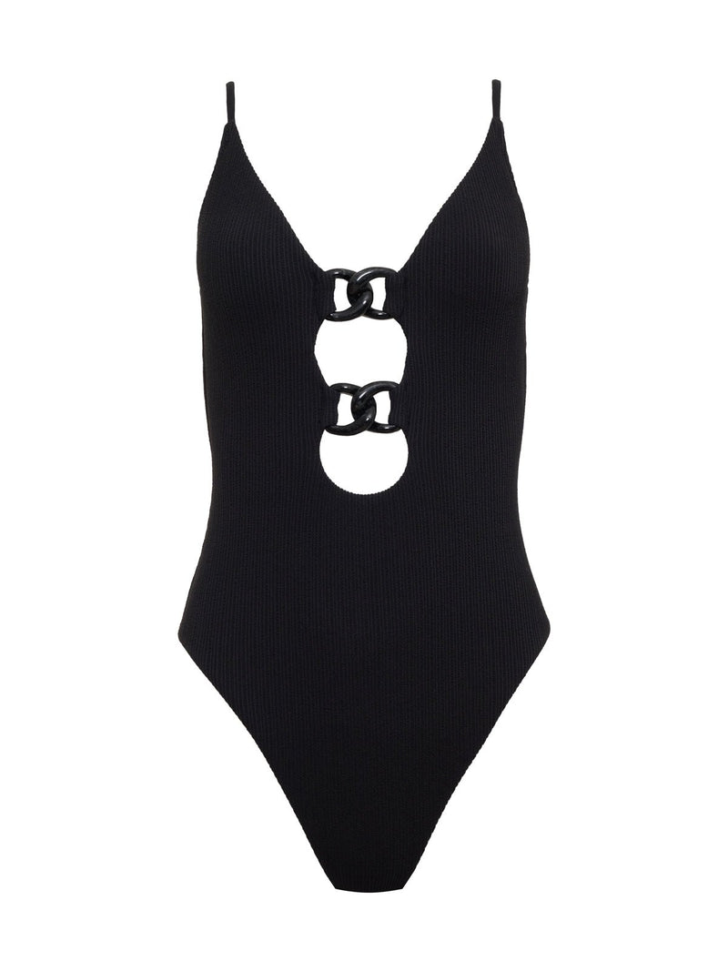 Opened Front Mio One-Piece Swimsuit Black alt 3