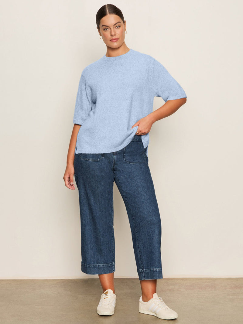 Perfect Sweater Tee Blue Powder Extended Sizing alt 5