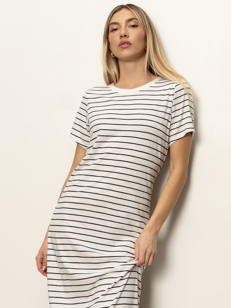 Perfect Tee Maxi Dress Chalk Black Stripe alt 1