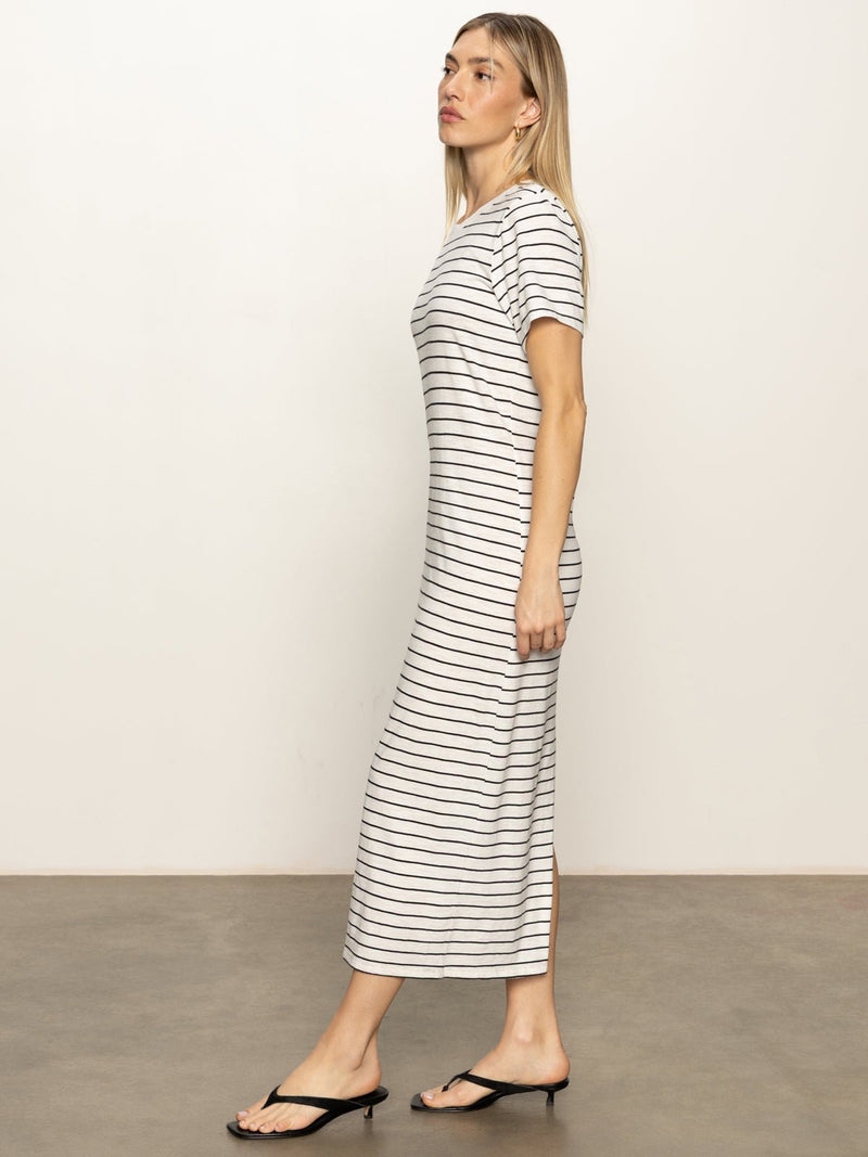 Perfect Tee Maxi Dress Chalk Black Stripe alt 3