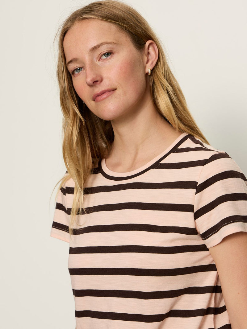 The Perfect Tee Bleached Pink/Rich Soil Stripe alt 3