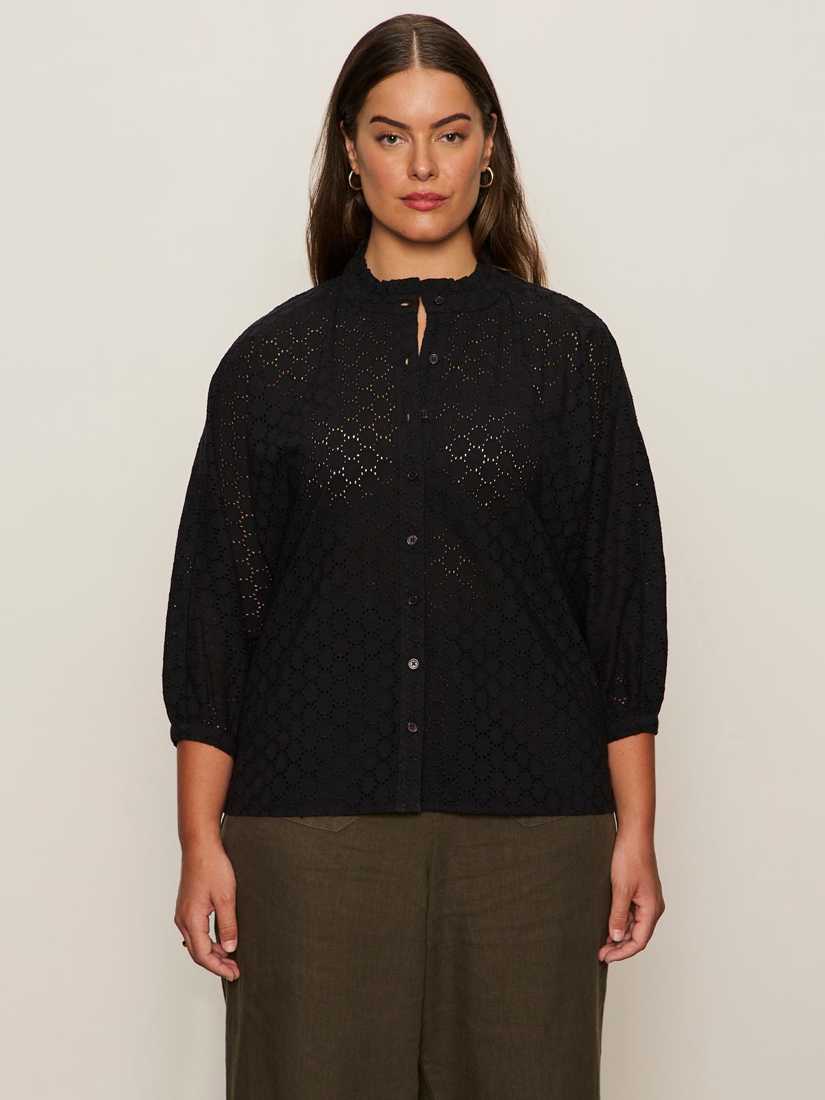 Petal Drop Blouse Black Extended Sizing - Sanctuary Clothing