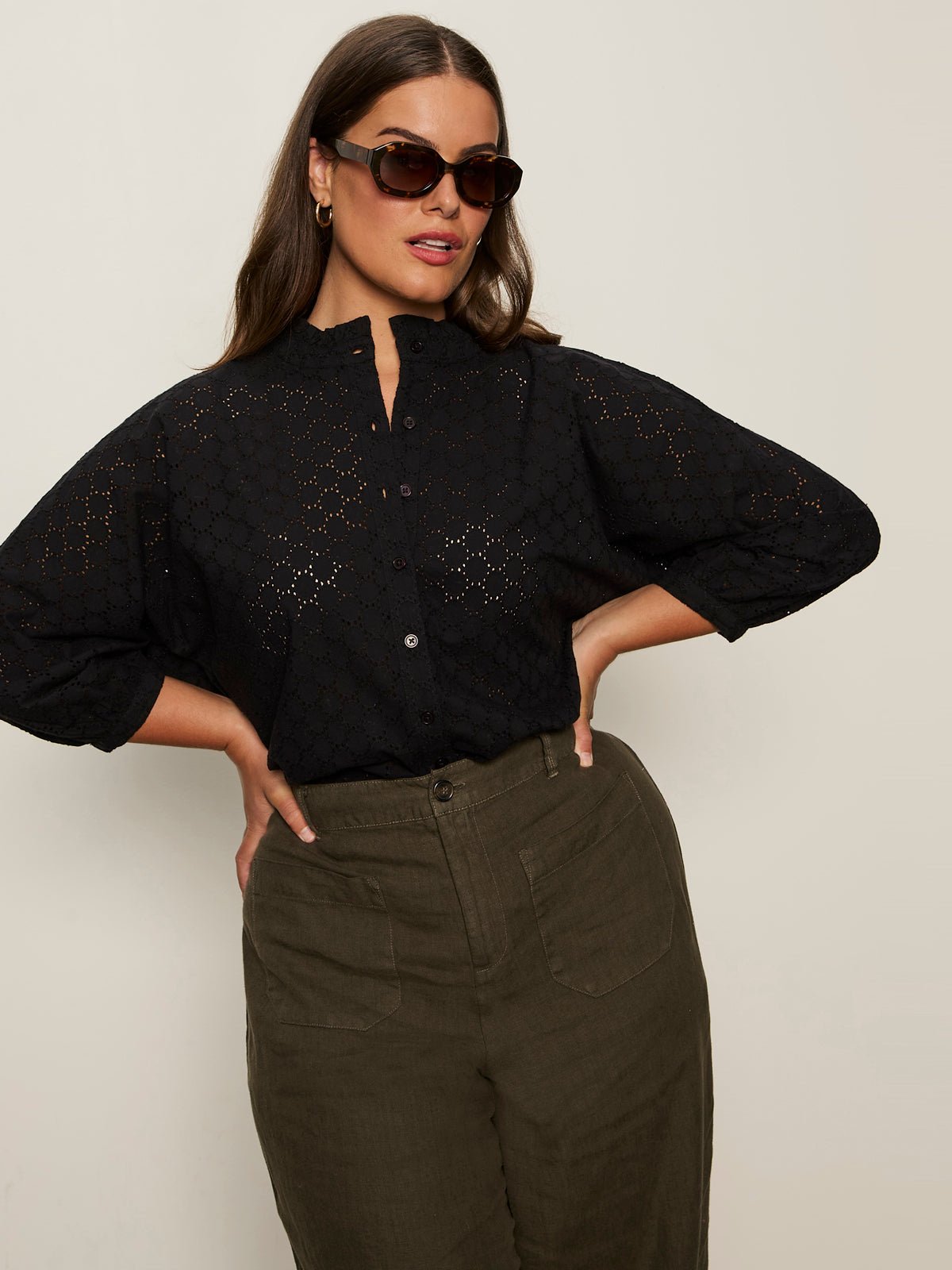 Petal Drop Blouse Black Extended Sizing - Sanctuary Clothing