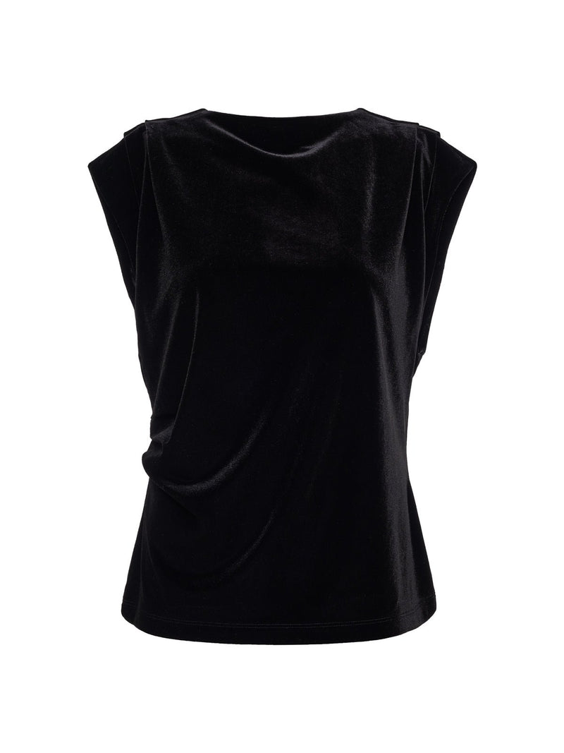 Pleated Sleeveless Top Black alt 5
