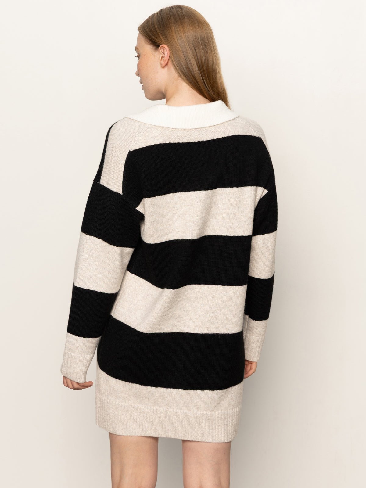 Polo Striped Sweater Dress Heather Pearl W/ Black - Sanctuary Clothing