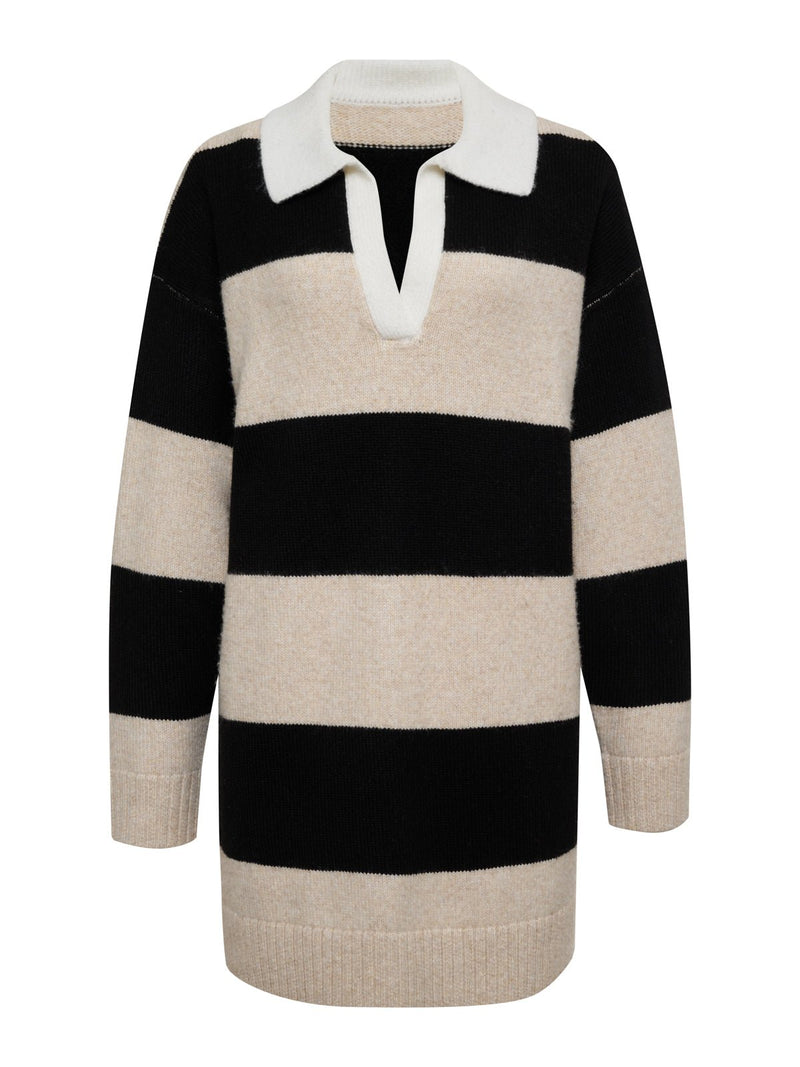 Polo Striped Sweater Dress Heather Pearl W/ Black alt 6
