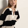 Polo Striped Sweater Dress Heather Pearl W/ Black - Sanctuary Clothing