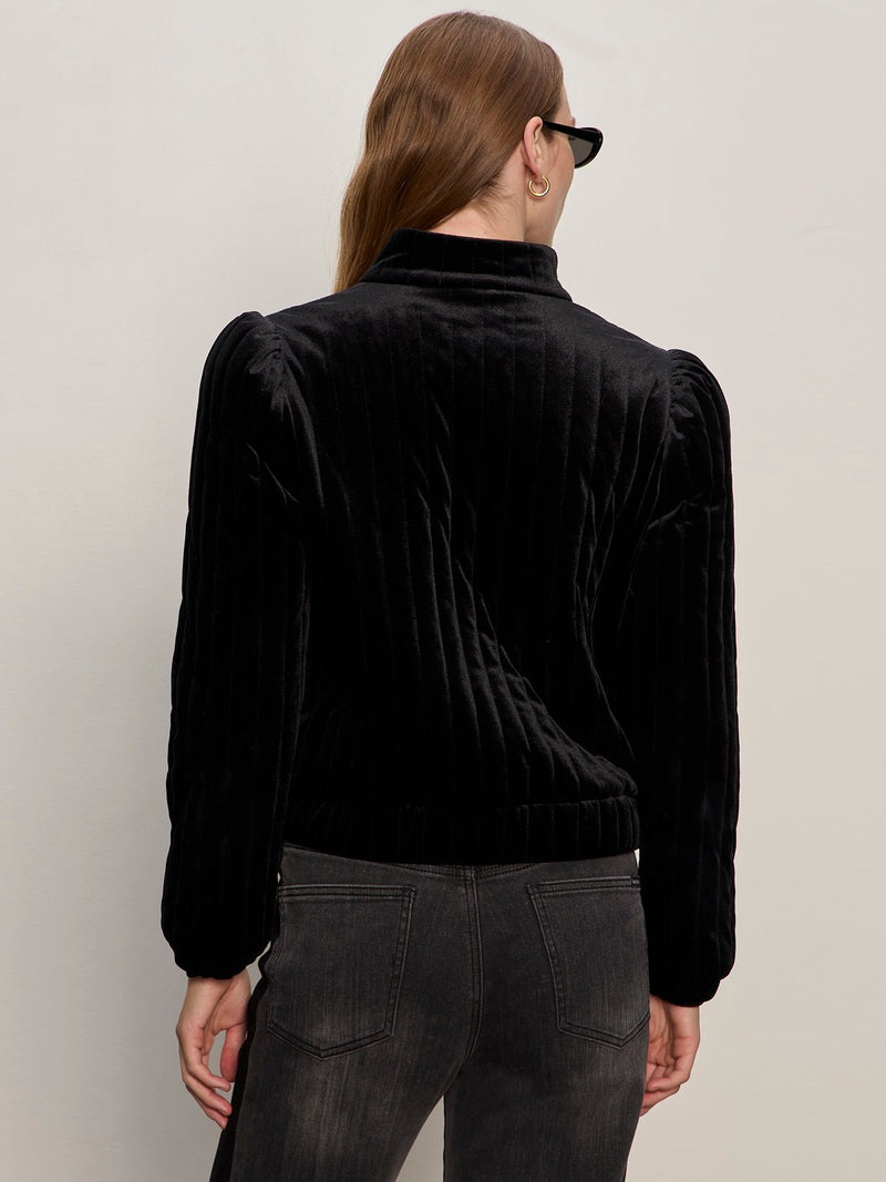 Quilted Velvet Jacket Black alt 2
