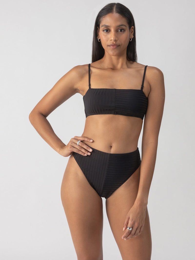 Refresh Rib Bandeau Bikini Top Black
