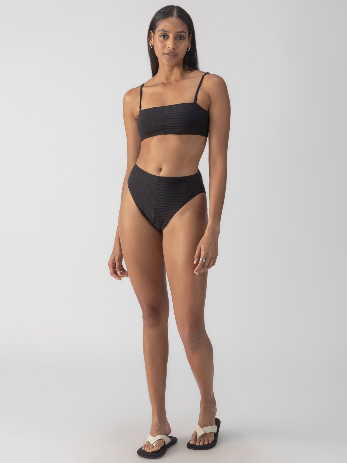 Refresh Rib High Rise Bikini Bottom Black - Sanctuary Clothing
