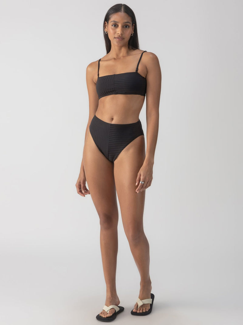 Refresh Rib High Rise Bikini Bottom Black alt 2