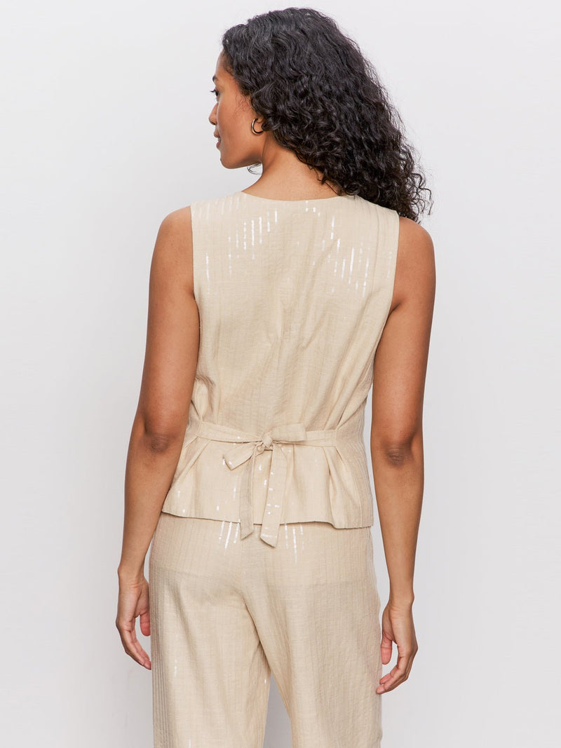 Relaxed Modern Vest Sand Sequin Stripe alt 2