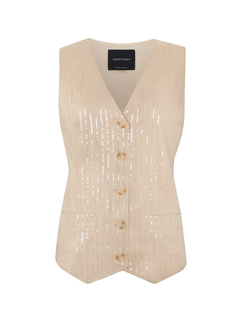 Relaxed Modern Vest Sand Sequin Stripe alt 6