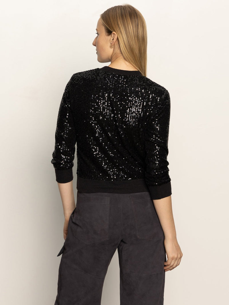 Relaxed Sparkle 3/4 Sleeve Popover Black alt 4