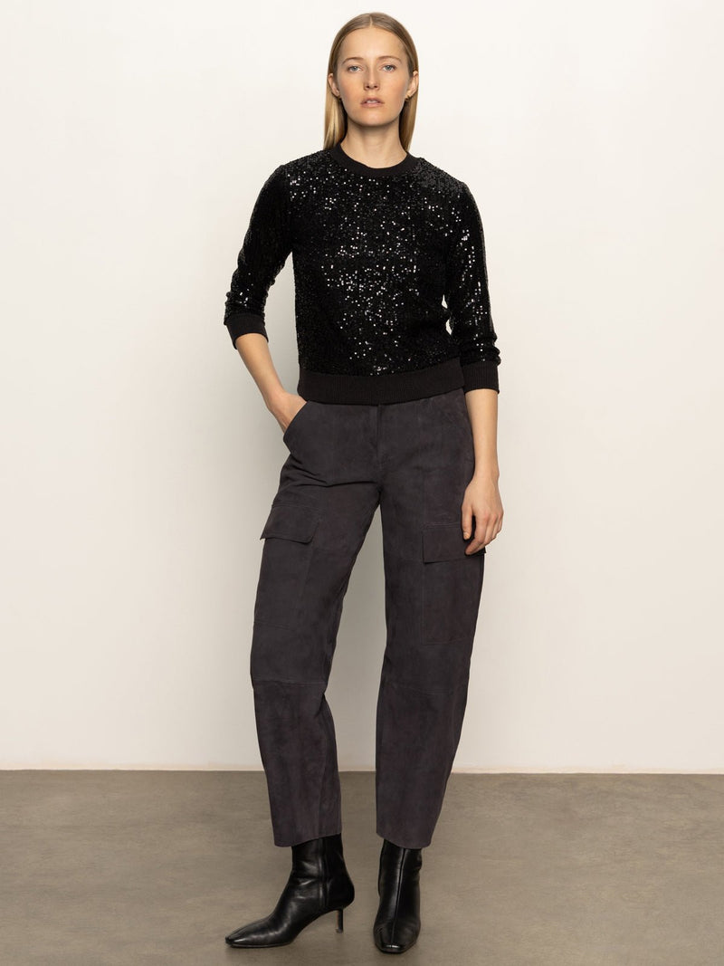 Relaxed Sparkle 3/4 Sleeve Popover Black alt 5