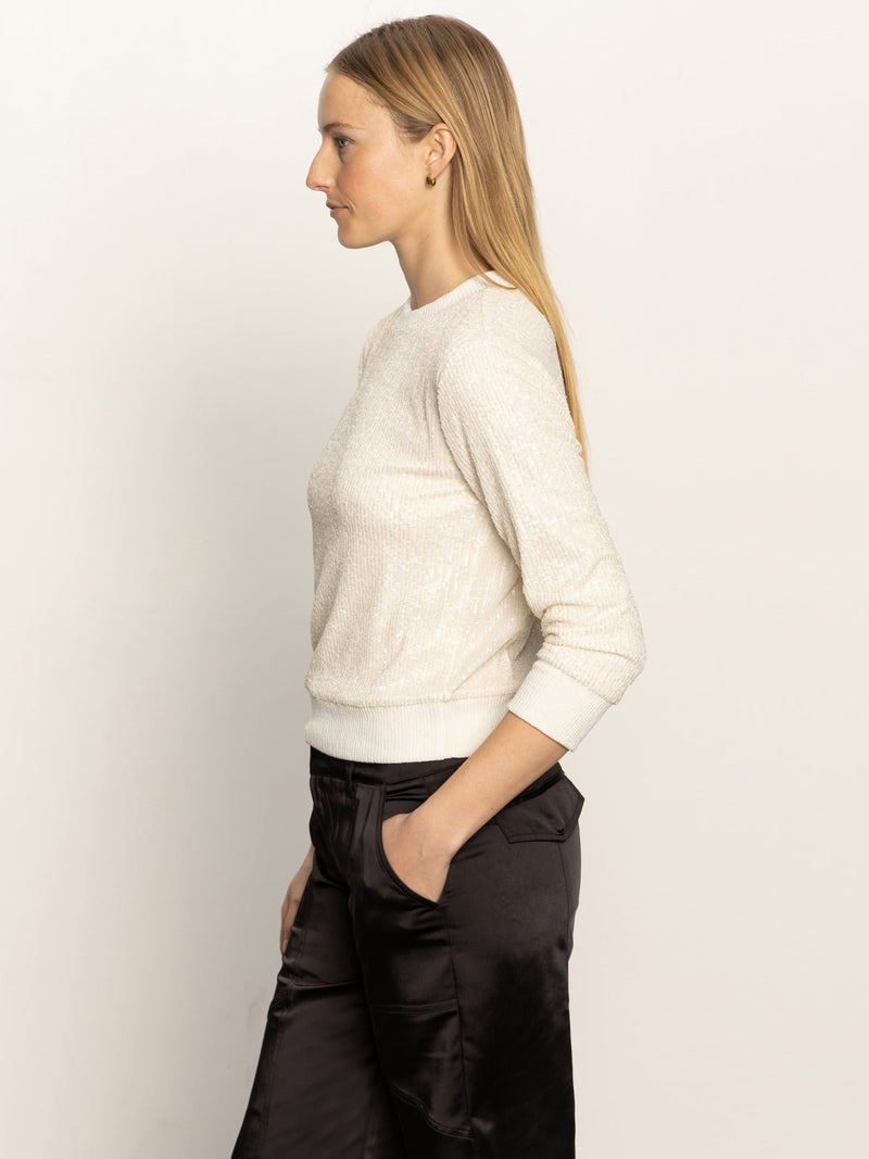 Relaxed Sparkle 3/4 Sleeve Popover Chalk alt 2