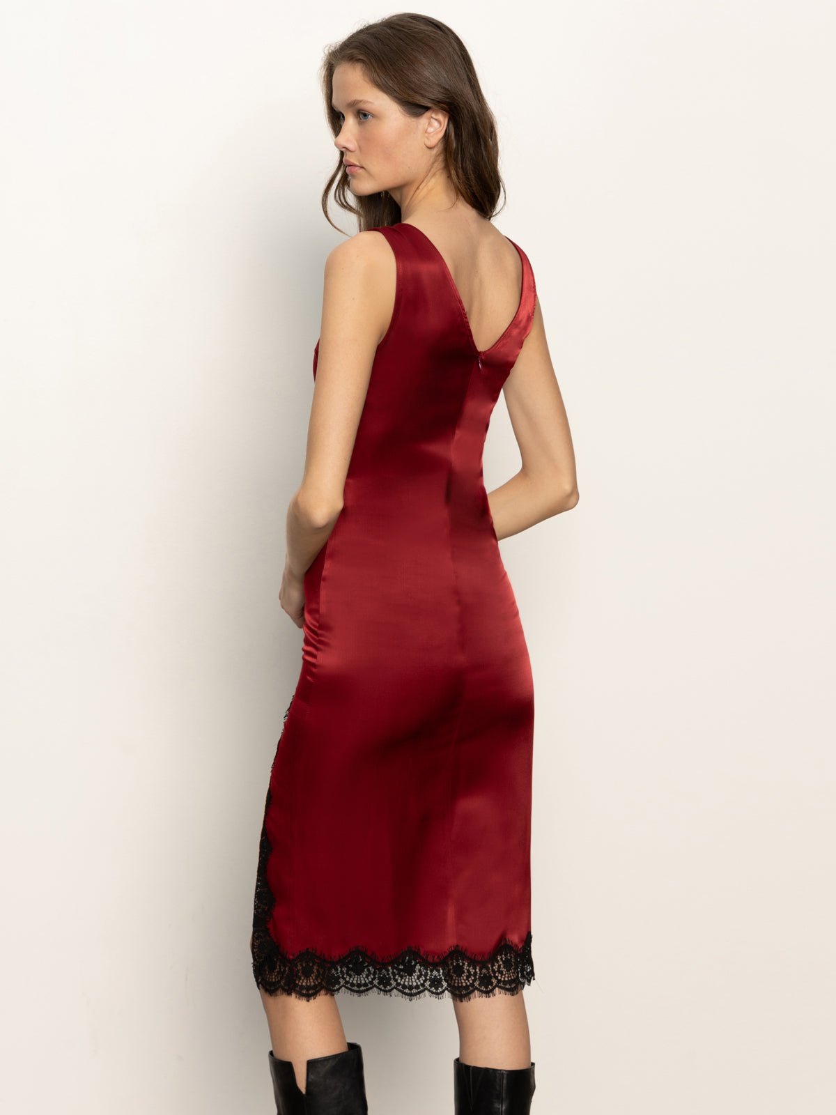 Revenge Midi Satin Dress Crimson - Sanctuary Clothing