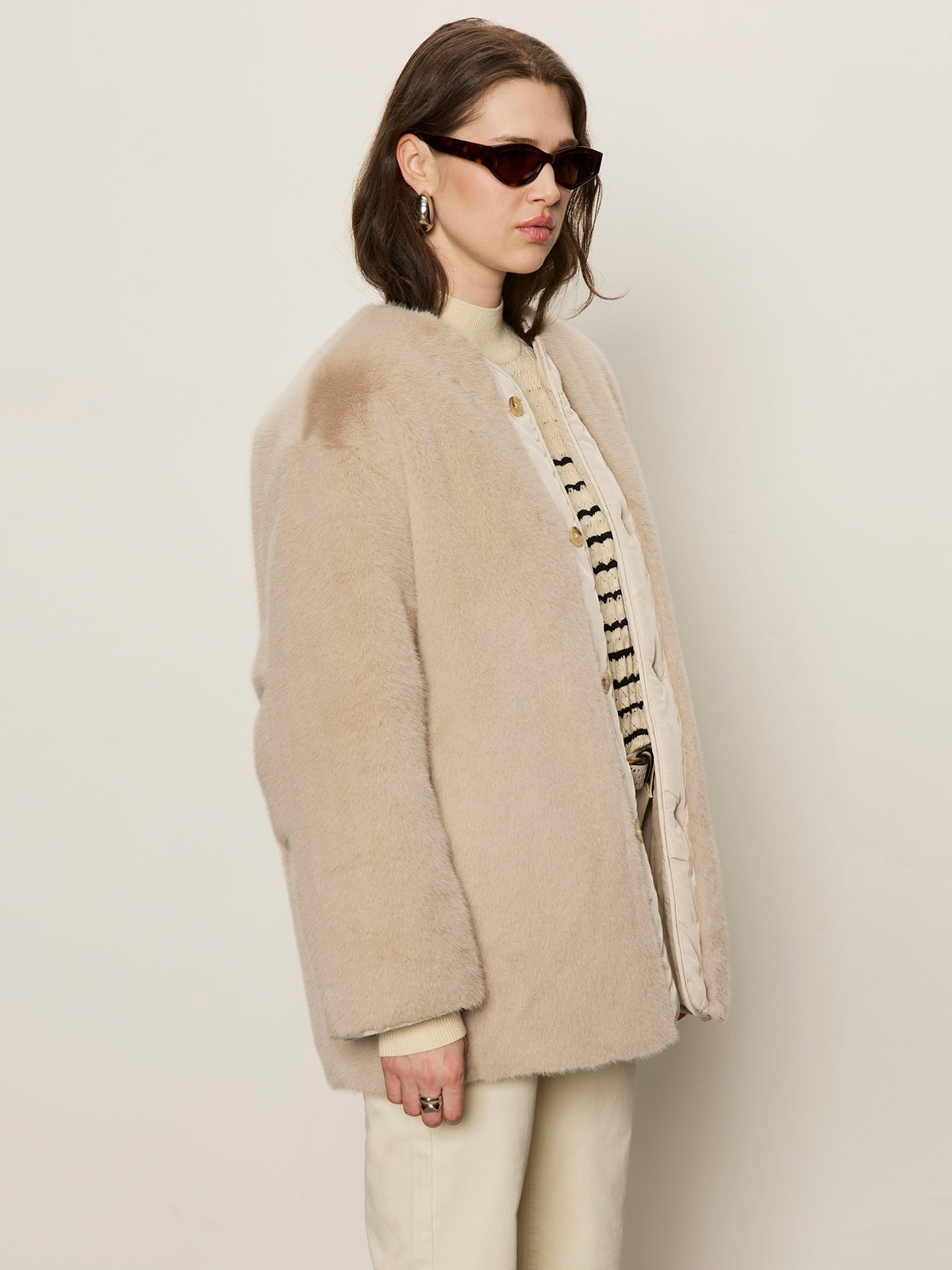Reversible Fur Liner Jacket Almond Cream - Sanctuary Clothing
