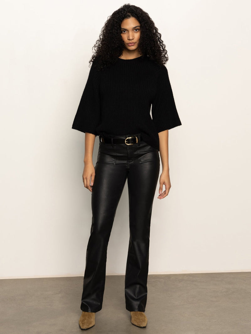 Ribbed Sweater Tee Black alt 5