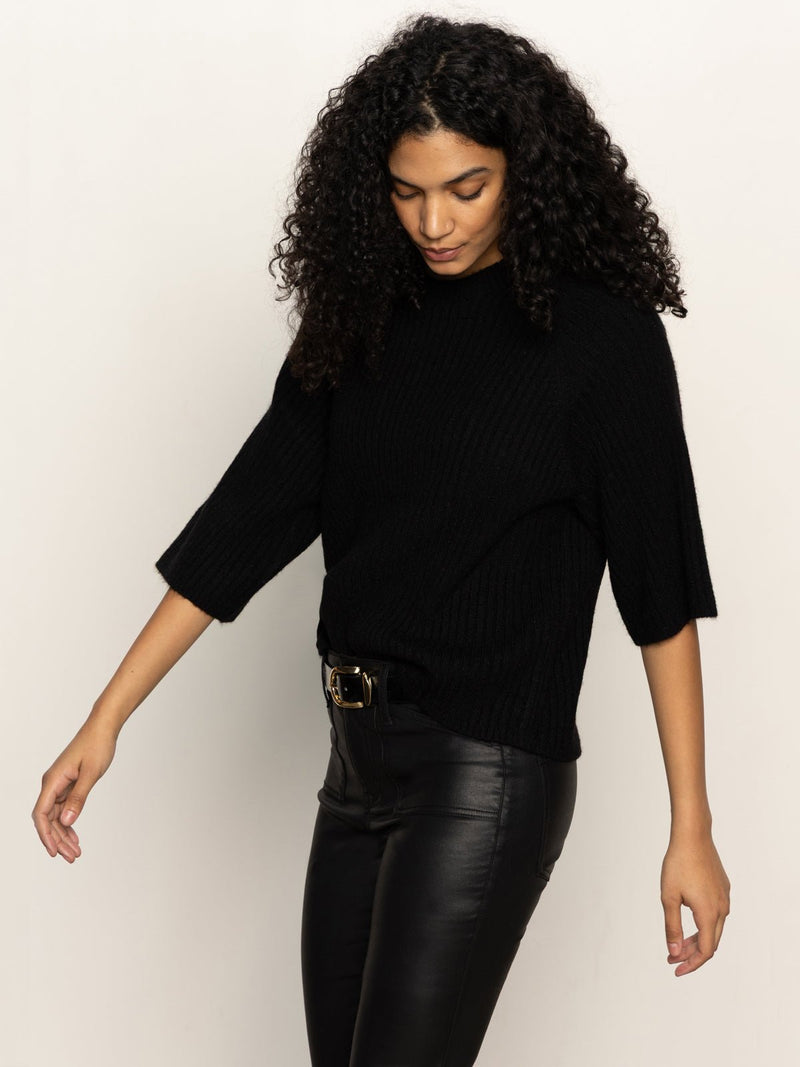 Ribbed Sweater Tee Black alt 2