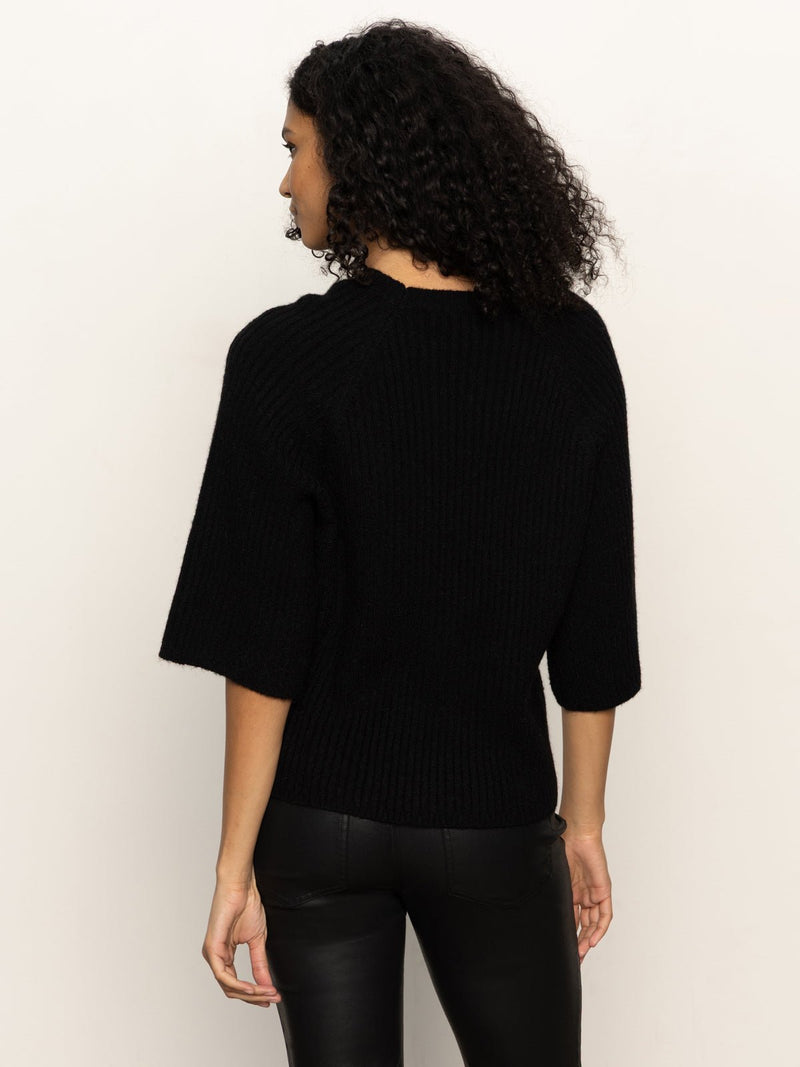 Ribbed Sweater Tee Black alt 4