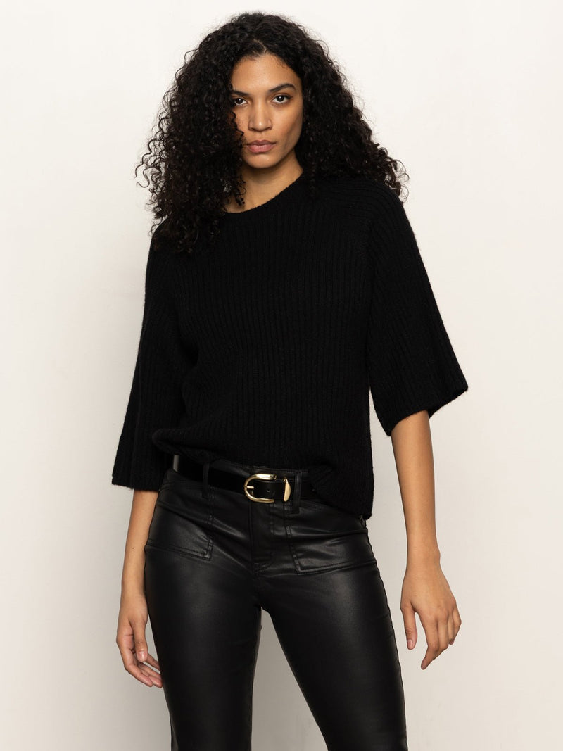 Ribbed Sweater Tee Black alt 1