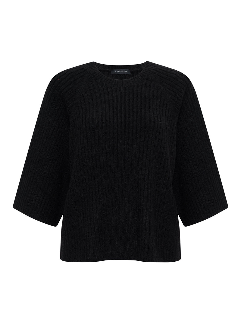 Ribbed Sweater Tee Black Extended Sizing alt 6