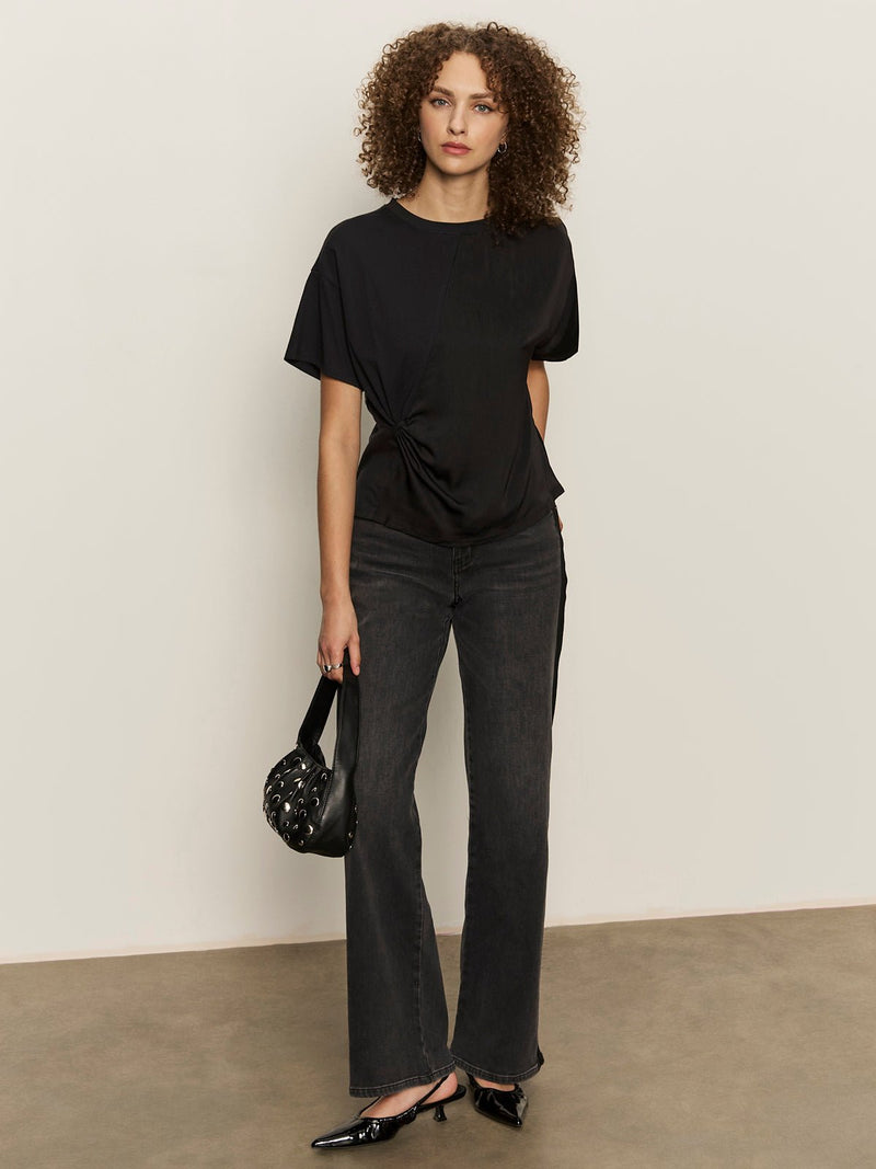 Satin Mix Tee Black alt 5