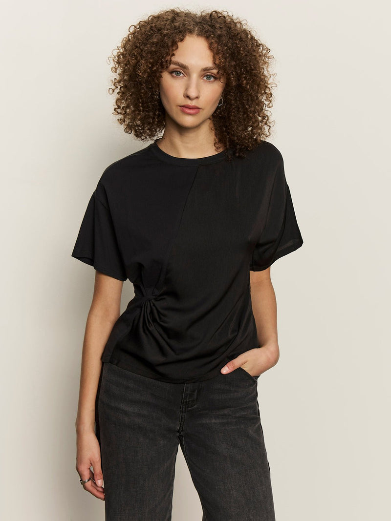 Satin Mix Tee Black