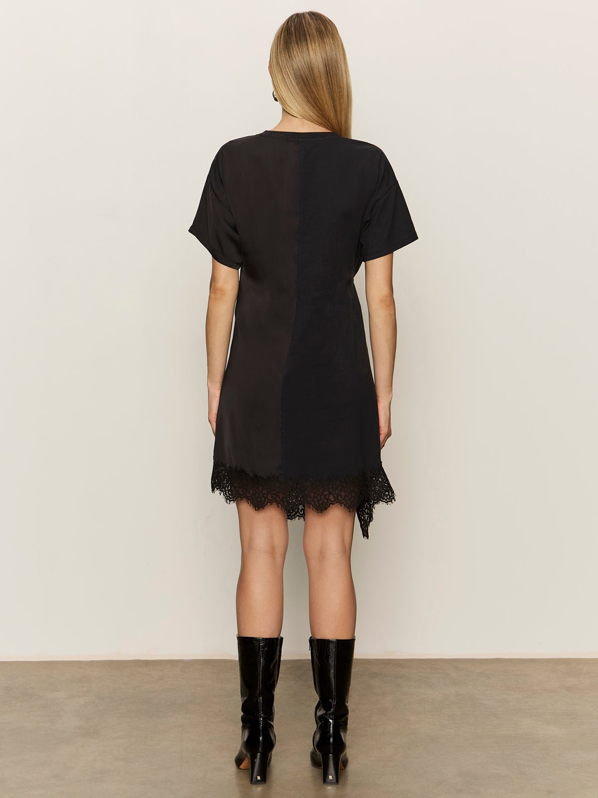 Satin Mix Tshirt Dress Black - Sanctuary Clothing
