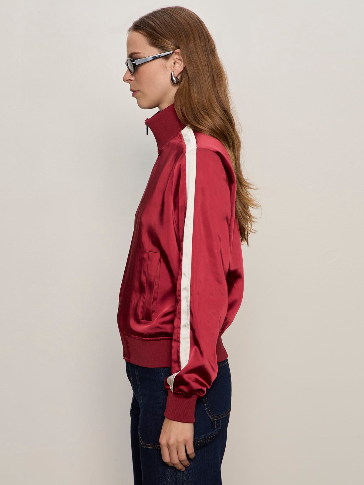 Satin Track Jacket Crimson - Sanctuary Clothing